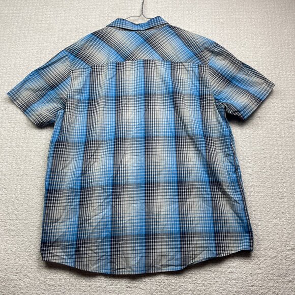Y2K Oakley Blue Plaid Short Sleeve Button Down Shirt Mens 2XL Regular Fit - Picture 11 of 15